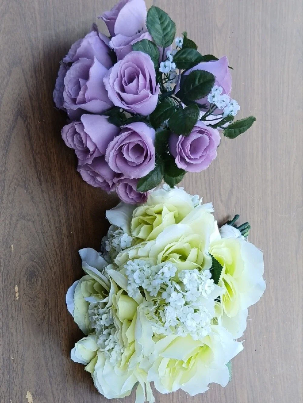 Lavender and Cream Faux Rose Bridal Bouquets Photography Prop